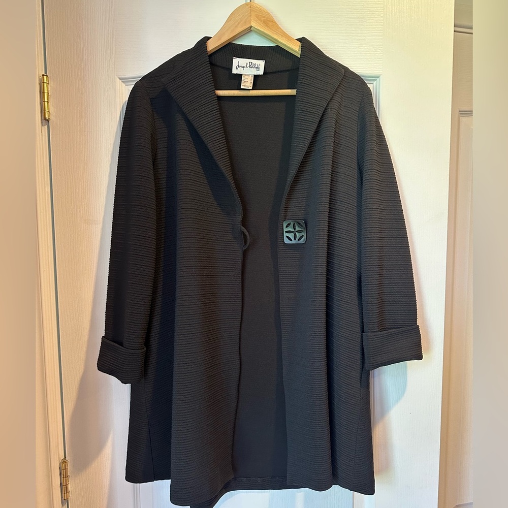 Joseph Ribkoff Black Cape with Notched Lapel